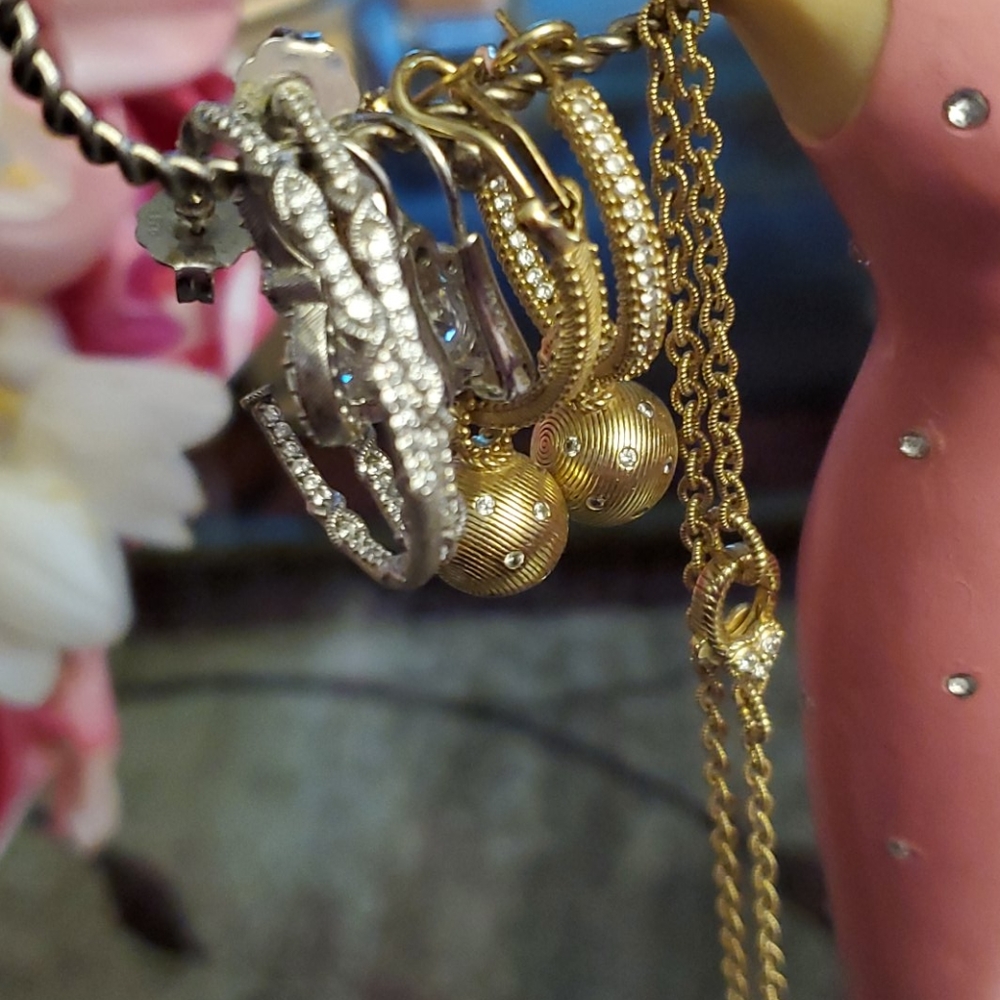 Judith Ripka silver with diamond accents hoops